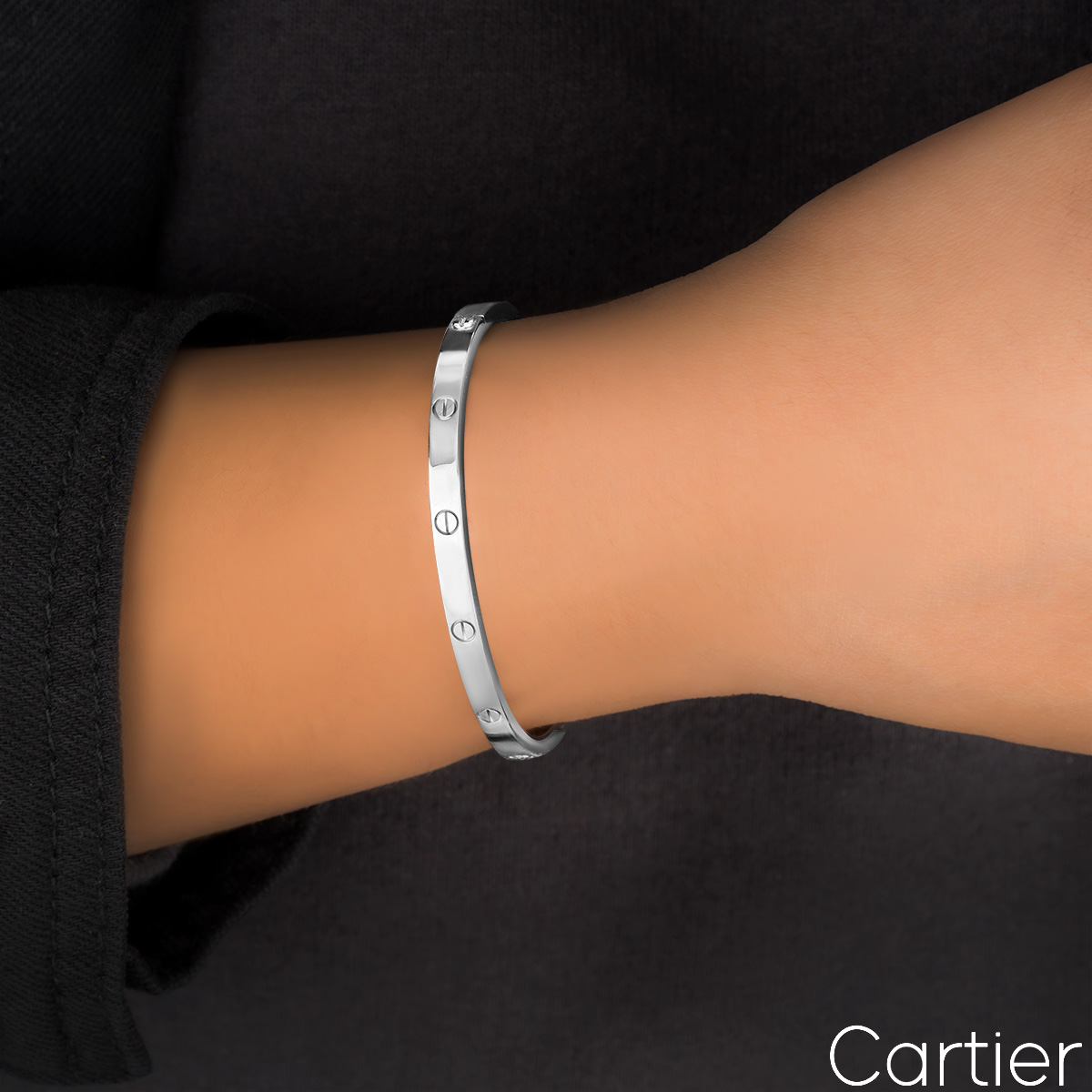 Cartier White Gold Love Bracelet SM Size 18 B6047418